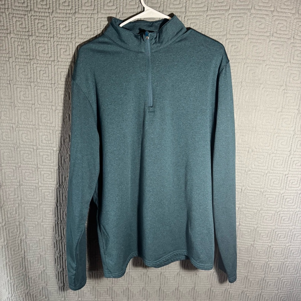 Tesla 1/4 Zip Pullover Mens Size Large Green Mock Neck Long Sleeve